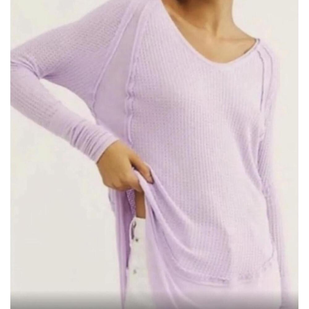 We The Free Lavender Oversized Catalina Waffle Tunic Tee - Size - Small
